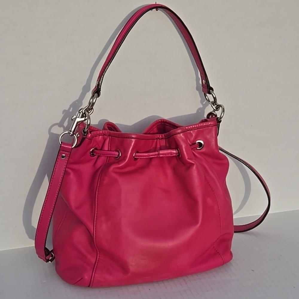 Coach Daisy Drawstring 2Way Convertible Crossbody Shoulder Bucket Bag Purse Pink - Picture 6 of 14